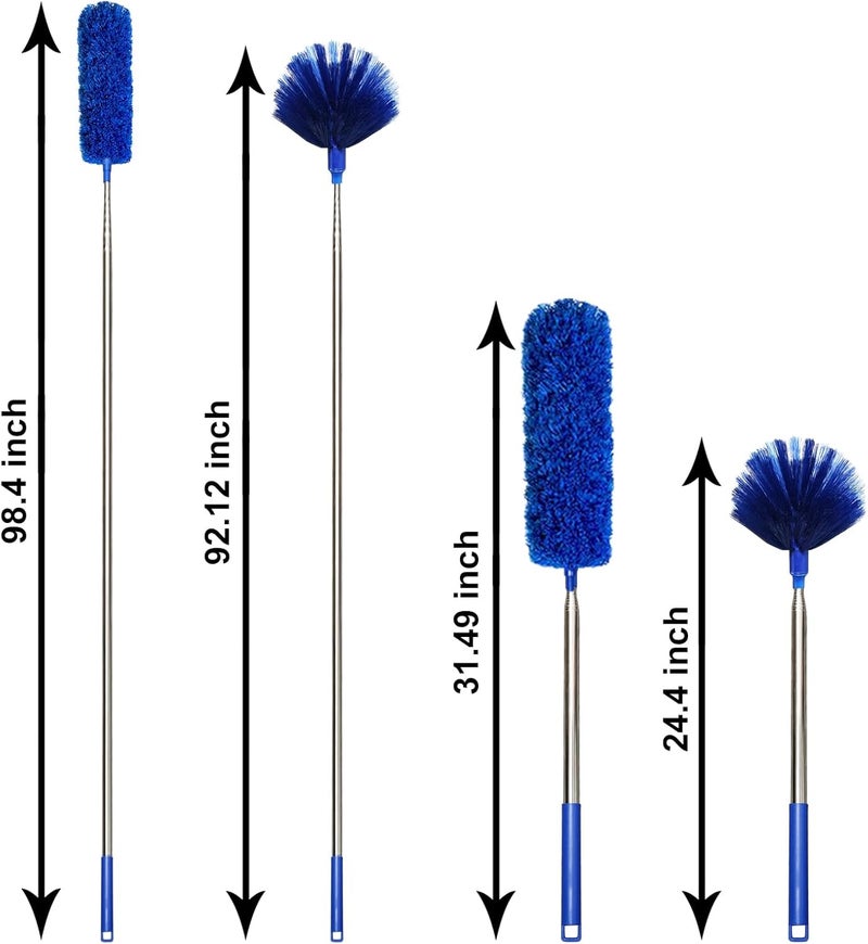 Ajedrmy Cobweb Dusters with Extension Pole 100-inch, Spider Web Brush & Ceiling Cleaning Kit, Washable Cleaning Duster Kit with 2 Duster Heads, Cobweb Duster, Corner Brush for Ceiling Fan, Furniture, Home - Image 2
